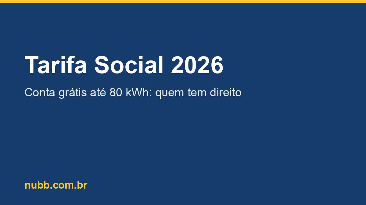 Tarifa Social 2026: conta grátis até 80 kWh